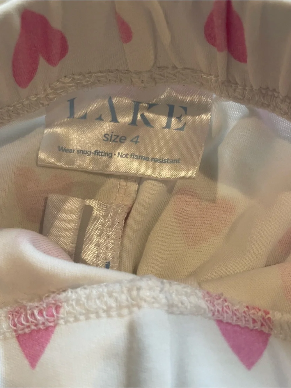 Lake Kids Long-Long Pima Cotton Pajama Set in Darling Pink Heart - Size 4